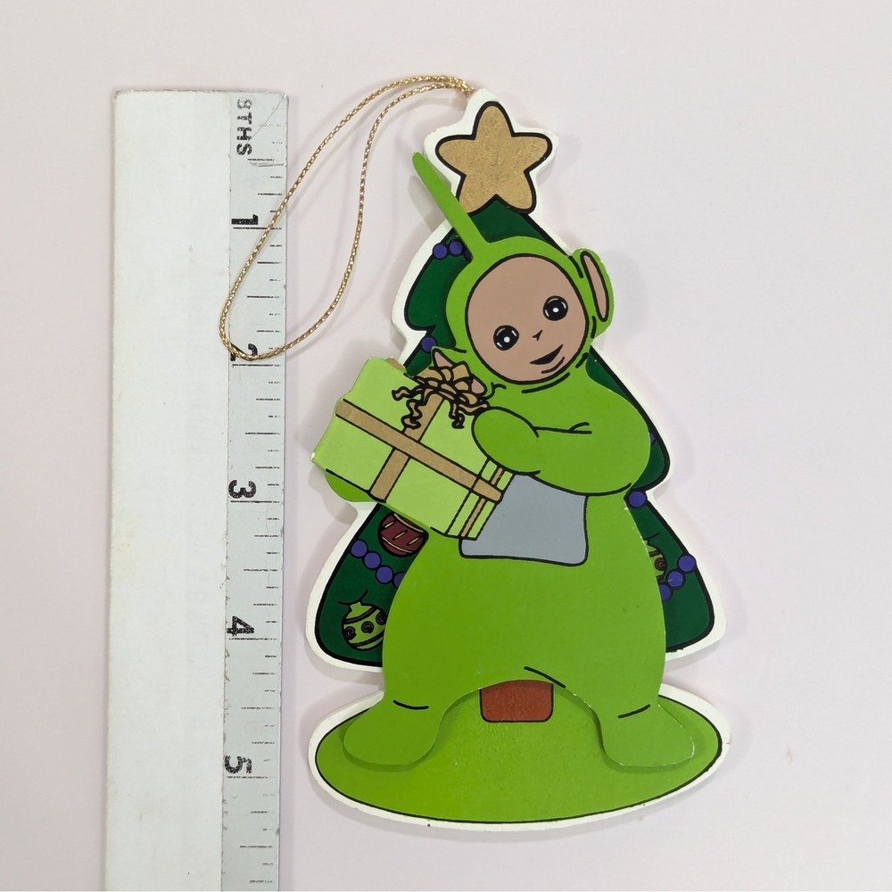 Vtg Teletubbies Dipsy Green Wooden Christmas Ornament 1999 Kurt Adler NEW - Picture 5 of 5